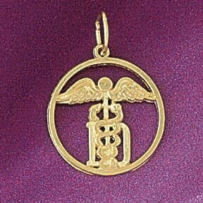 Medical Pendant Necklace Charm Bracelet in Yellow, White or Rose Gold 6286