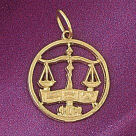 Scale Justice Pendant Necklace Charm Bracelet in Yellow, White or Rose Gold 6287