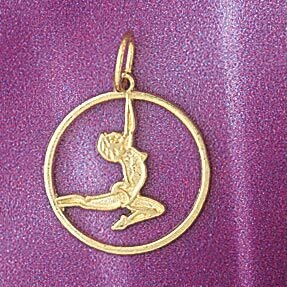 Gymnastic Pendant Necklace Charm Bracelet in Yellow, White or Rose Gold 6311