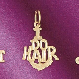 I Do Hair Hairdresser Pendant Necklace Charm Bracelet in Yellow, White or Rose Gold 6368