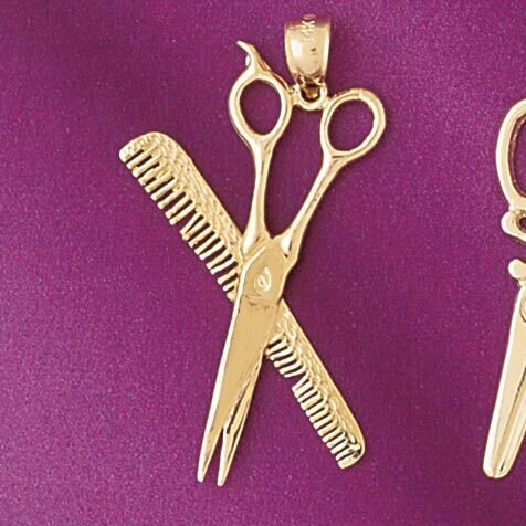 Hairdresser Scissors Pendant Necklace Charm Bracelet in Yellow, White or Rose Gold 6378