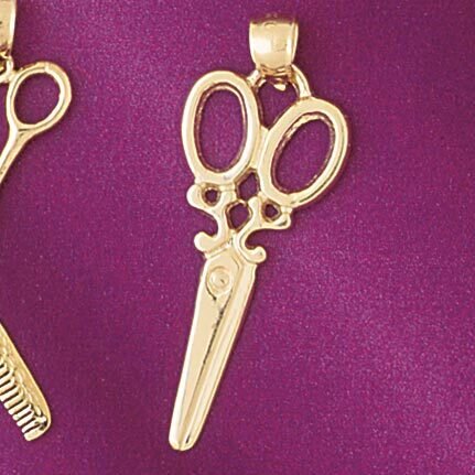 Hairdresser Scissors Pendant Necklace Charm Bracelet in Yellow, White or Rose Gold 6379