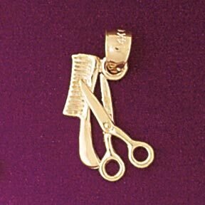 Hairdresser Scissors Pendant Necklace Charm Bracelet in Yellow, White or Rose Gold 6381