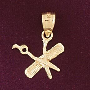 Hairdresser Scissors Pendant Necklace Charm Bracelet in Yellow, White or Rose Gold 6383