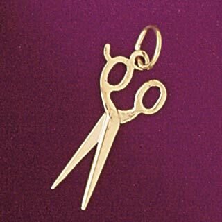 Hairdresser Scissors Pendant Necklace Charm Bracelet in Yellow, White or Rose Gold 6385