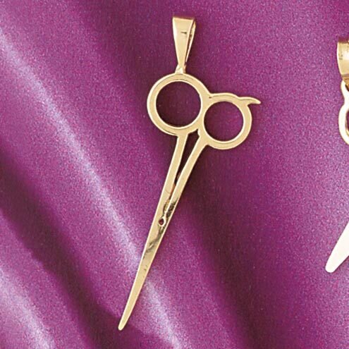 Hairdresser Scissors Pendant Necklace Charm Bracelet in Yellow, White or Rose Gold 6386