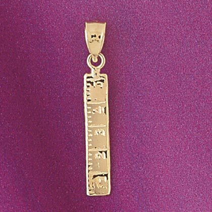 Ruler Pendant Necklace Charm Bracelet in Yellow, White or Rose Gold 6408