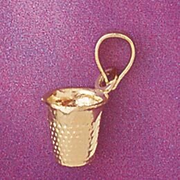 Thimbles Pendant Necklace Charm Bracelet in Yellow, White or Rose Gold 6425