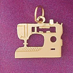 Sewing Machine Pendant Necklace Charm Bracelet in Yellow, White or Rose Gold 6426