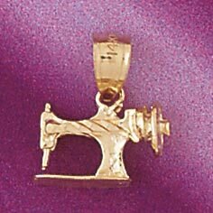 Sewing Machine Pendant Necklace Charm Bracelet in Yellow, White or Rose Gold 6428