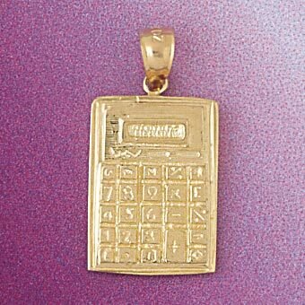 Office Calculator Pendant Necklace Charm Bracelet in Yellow, White or Rose Gold 6435