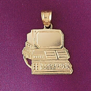 Office Computer Desktop Pendant Necklace Charm Bracelet in Yellow, White or Rose Gold 6437