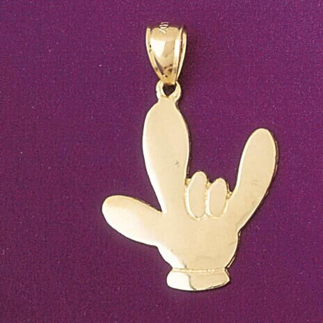 I Love You Hand/Sign Language Pendant Necklace Charm Bracelet in Yellow, White or Rose Gold 6508