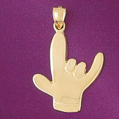 I Love You Hand/Sign Language Pendant Necklace Charm Bracelet in Yellow, White or Rose Gold 6509