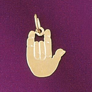 I Love You Hand/Sign Language Pendant Necklace Charm Bracelet in Yellow, White or Rose Gold 6510