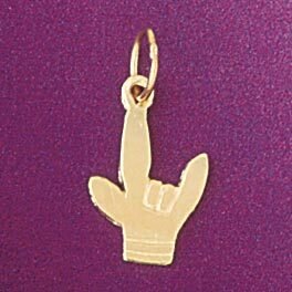 I Love You Hand/Sign Language Pendant Necklace Charm Bracelet in Yellow, White or Rose Gold 6511