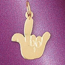 I Love You Hand/Sign Language Pendant Necklace Charm Bracelet in Yellow, White or Rose Gold 6512