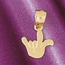 I Love You Hand/Sign Language Pendant Necklace Charm Bracelet in Yellow, White or Rose Gold 6513