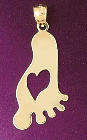 Footprint Pendant Necklace Charm Bracelet in Yellow, White or Rose Gold 6526