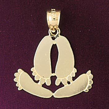 Footprint Pendant Necklace Charm Bracelet in Yellow, White or Rose Gold 6527