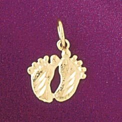 Footprint Pendant Necklace Charm Bracelet in Yellow, White or Rose Gold 6531