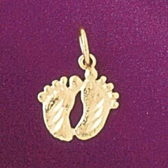 Dazzlers Jewelry Footprint Pendant Necklace Charm Bracelet in Yellow, White or Rose Gold 6531, MPN:…