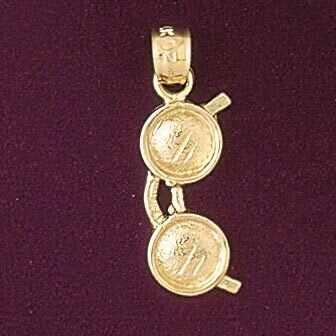 Eyeglasses Pendant Necklace Charm Bracelet in Yellow, White or Rose Gold 6538