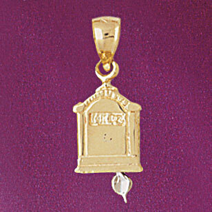 Cuckoo Clock Pendant Necklace Charm Bracelet in Yellow, White or Rose Gold 6570