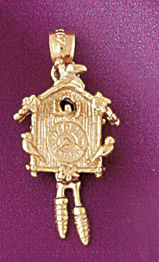 Cuckoo Clock Pendant Necklace Charm Bracelet in Yellow, White or Rose Gold 6571