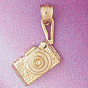 Camera Pendant Necklace Charm Bracelet in Yellow, White or Rose Gold 6590