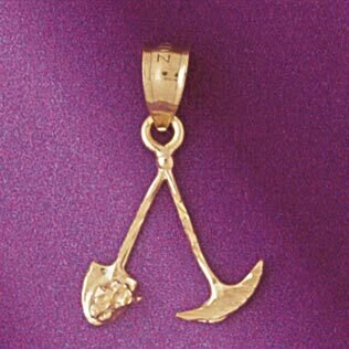 Spade Shovel Pendant Necklace Charm Bracelet in Yellow, White or Rose Gold 6633