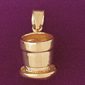 Pot Vase Plant Bucket Pendant Necklace Charm Bracelet in Yellow, White or Rose Gold 6663