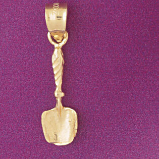 Spade Shovel Pendant Necklace Charm Bracelet in Yellow, White or Rose Gold 6683