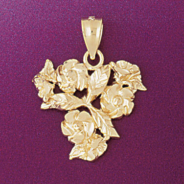 Flower Rose Pendant Necklace Charm Bracelet in Yellow, White or Rose Gold 6689