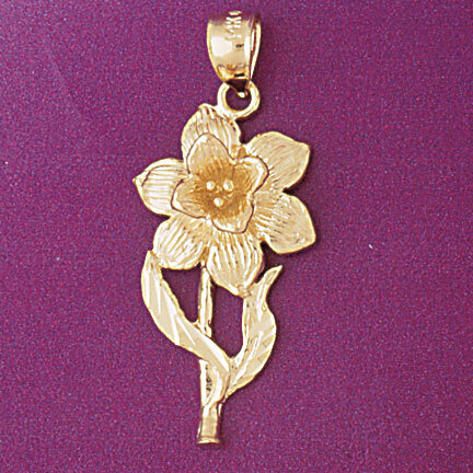 Flower Rose Pendant Necklace Charm Bracelet in Yellow, White or Rose Gold 6692