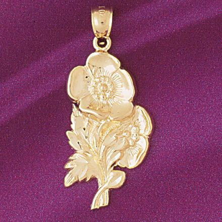 Flower Rose Pendant Necklace Charm Bracelet in Yellow, White or Rose Gold 6698