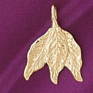 Leaf Leaves Pendant Necklace Charm Bracelet in Yellow, White or Rose Gold 6776