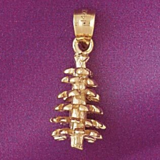 Pine Pendant Necklace Charm Bracelet in Yellow, White or Rose Gold 6788