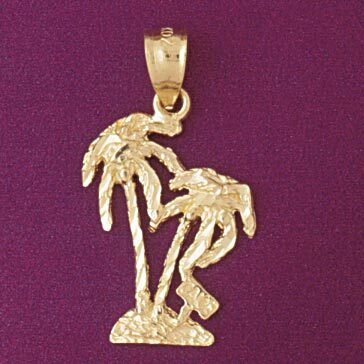 Palm Tree Pendant Necklace Charm Bracelet in Yellow, White or Rose Gold 6798