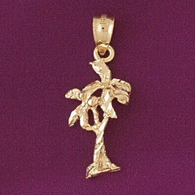 Palm Tree Pendant Necklace Charm Bracelet in Yellow, White or Rose Gold 6799