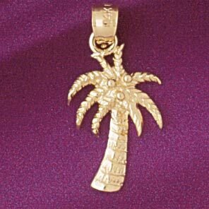 Palm Tree Pendant Necklace Charm Bracelet in Yellow, White or Rose Gold 6804