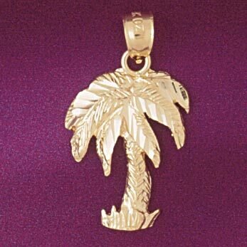 Palm Tree Pendant Necklace Charm Bracelet in Yellow, White or Rose Gold 6805