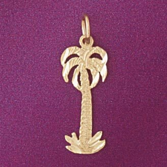Palm Tree Pendant Necklace Charm Bracelet in Yellow, White or Rose Gold 6810