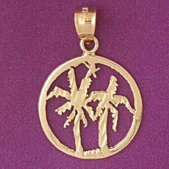 Dazzlers Jewelry Palm Tree Pendant Necklace Charm Bracelet in Yellow, White or Rose Gold 6814, MPN:…