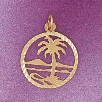 Palm Tree Pendant Necklace Charm Bracelet in Yellow, White or Rose Gold 6818