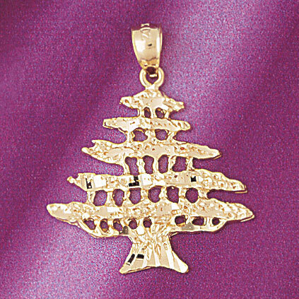 Tree Pendant Necklace Charm Bracelet in Yellow, White or Rose Gold 6819