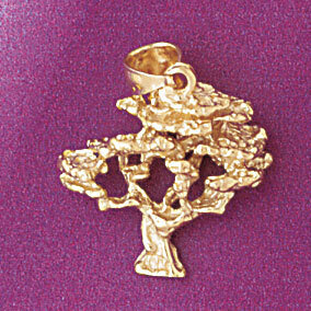 Tree Pendant Necklace Charm Bracelet in Yellow, White or Rose Gold 6824