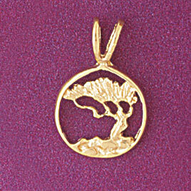 Tree Pendant Necklace Charm Bracelet in Yellow, White or Rose Gold 6831