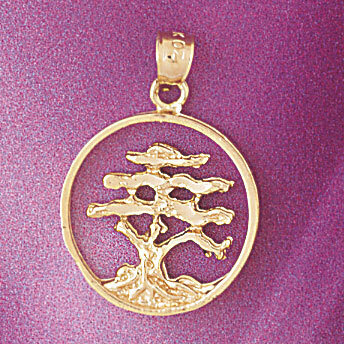 Tree Pendant Necklace Charm Bracelet in Yellow, White or Rose Gold 6836