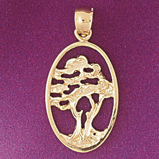 Tree Pendant Necklace Charm Bracelet in Yellow, White or Rose Gold 6837